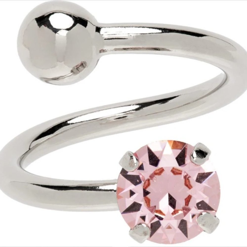 JUSTINE CLENQUET SSENSE Exclusive Silver & Pink Val Ring